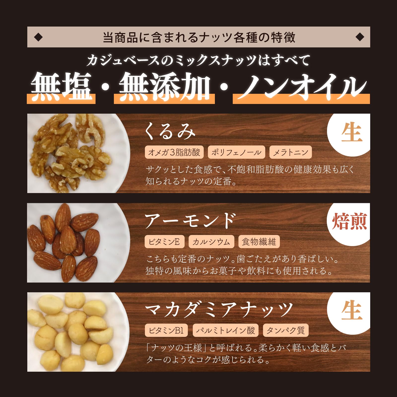 Amazon.co.jp: カジュベース 7種ミックスナッツ 無塩 無添加 厳選7種